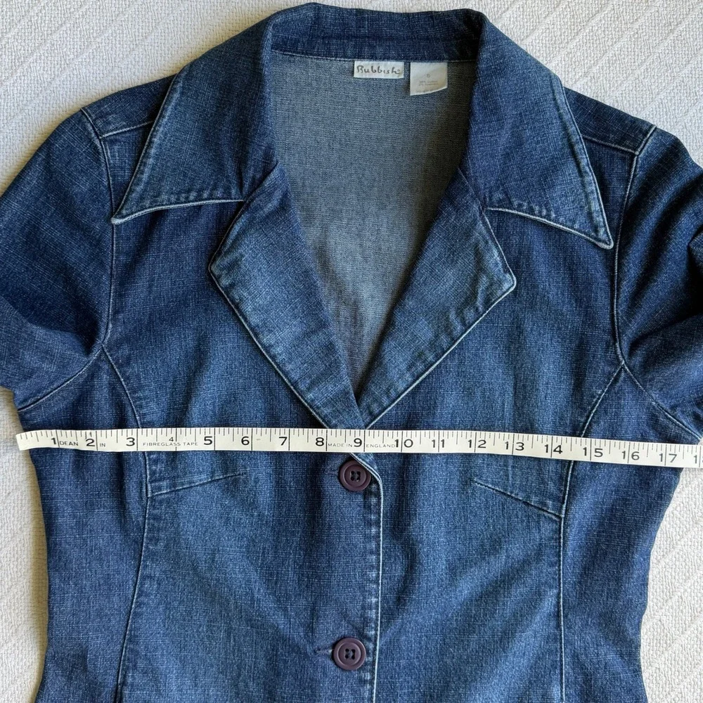 Rubbish Y2K‎ Denim Trench Coat Long Duster Jacket Dark Wash Indigo Small